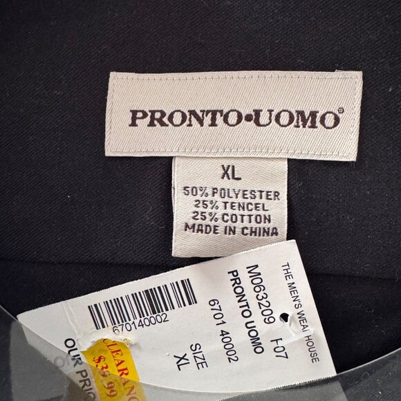 Pronto Uomo Mens Black Dress Shirt XL Tencel Cotton Non-Breakable Buttons New - Picture 5 of 6